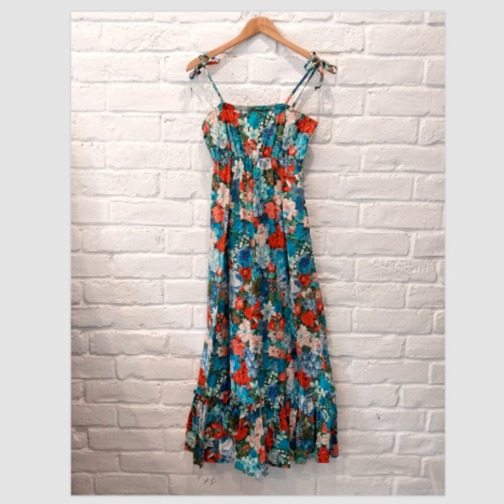 Vintage Pomare Hawaii Maxi Dress XS Floral Multicolor Sleeveless Tropical USA